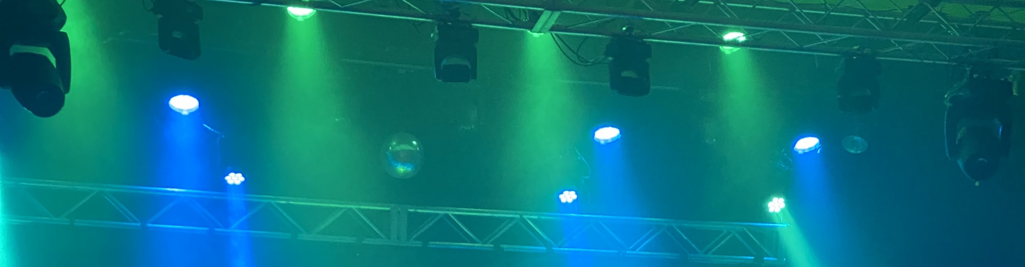 blue and green theater stage lights Daytona Beach